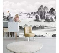 XLMING Black and White Ink Wash Landscape Birds Sunrise 3D Wallpaper Luxury Home Dining Decor Paste Sofa Living Room The Wall for Bedroom Mural-350cm×256cm