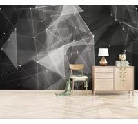 XLMING Black and White Minimalist Three Dimensional Geometric Creative 3D Wallpaper Silky Texture Home Study Office Grey Dining Room Sofa Bedroom Living Room TV Backdrop-200cm×140cm