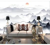 XLMING Black and White Mountain Ranges Sun Birds in Flight Zen Like 3D Wallpaper Luxury Home Dining Decor Paste Sofa Living Room The Wall for Bedroom Mural-300cm×210cm