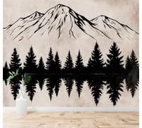 XLMING Black and White Mountain Scenery Pine Forest Reflection Art 3D Wallpaper Premium Textured Silk Study Dining Living Room Bedroom Sofa TV Wall Easy Install-300cm×210cm