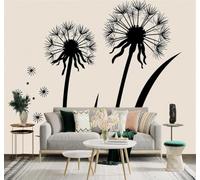 XLMING Black Dandelion Flowers Scattering Seeds Minimalist Plants 3D Wallpaper Silky Texture Home Study Office Grey Dining Room Sofa Bedroom Living Room TV Backdrop-350cm×256cm