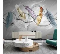 XLMING Black Smoke Colourful Feathered Accent Faux Marble 3D Wallpaper Silky Texture Home Study Office Grey Dining Room Sofa Bedroom Living Room TV Backdrop-200cm×140cm