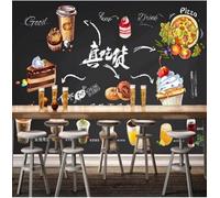 XLMING Blackboard Pizza Cake Desserts Coffee 3D Wallpaper Luxury Home Dining Decor Paste Sofa Living Room The Wall for Bedroom Mural-300cm×210cm