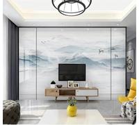 XLMING Blue Abstract Ink Landscape Marble Effect Scenery 3D Wallpaper Silky Texture Home Study Office Grey Dining Room Sofa Bedroom Living Room TV Backdrop-200cm×140cm