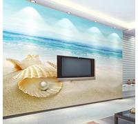 XLMING Blue Ocean Shells Pearls Sandy Beach 3D Wallpaper Luxury Silk Study Dining Feature Sofa Grey Bedroom Living Room Tv Decorative Wall-150cm×105cm