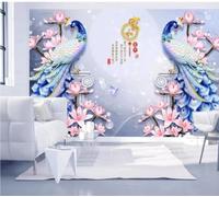 XLMING Blue Peacock Pink Magnolia Butterfly 3D Wallpaper Luxury Home Dining Decor Paste Sofa Living Room The Wall for Bedroom Mural-430cm×300cm