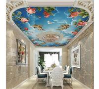 XLMING Blue Sky Angels Roses Creativity Geometry 3D Wallpaper Silky Texture Home Study Office Grey Dining Room Sofa Bedroom Living Room TV Backdrop-400cm×280cm