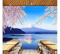 XLMING Blue Sky Snow Capped Mountains Lakes Pink Flowers 3D Wallpaper Luxury Home Dining Decor Paste Sofa Living Room The Wall for Bedroom Mural-300cm×210cm