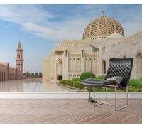 XLMING Blue Sky White Clouds Architecture Plants Scenery 3D Wallpaper Silky Texture Home Study Office Grey Dining Room Sofa Bedroom Living Room TV Backdrop-400cm×280cm