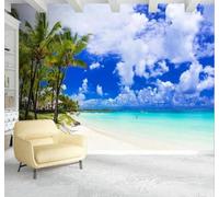 XLMING Blue Sky White Clouds Beach Seascape Coconut Trees 3D Wallpaper Luxury Home Dining Decor Paste Sofa Living Room The Wall for Bedroom Mural-250cm×170cm