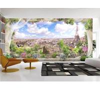 XLMING Blue Sky White Clouds City Architecture Plants 3D Wallpaper Luxury Home Dining Decor Paste Sofa Living Room The Wall for Bedroom Mural-300cm×210cm