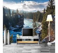XLMING Blue Sky White Clouds Mountain Peaks Forest River 3D Wallpaper Luxury Home Dining Decor Paste Sofa Living Room The Wall for Bedroom Mural-400cm×280cm