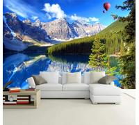 XLMING Blue Sky White Clouds Mountain Peaks Lakes Hot Air Balloons 3D Wallpaper Luxury Home Dining Decor Paste Sofa Living Room The Wall for Bedroom Mural-350cm×256cm