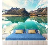 XLMING Blue Sky White Clouds Mountain Peaks Lakes Reflections 3D Wallpaper Premium Textured Silk Study Dining Living Room Bedroom Sofa TV Wall Easy Install-430cm×300cm