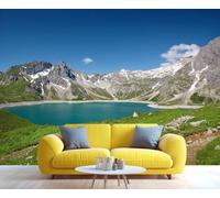 XLMING Blue Sky White Clouds Mountain Peaks Lakes Scenery 3D Wallpaper Luxury Home Dining Decor Paste Sofa Living Room The Wall for Bedroom Mural-200cm×140cm