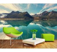XLMING Blue Sky White Clouds Mountains Lakes Reflections 3D Wallpaper Premium Textured Silk Study Dining Living Room Bedroom Sofa TV Wall Easy Install-150cm×105cm