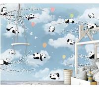 XLMING Blue Sky White Clouds Pandas Balloons Flowers 3D Wallpaper Luxury Home Dining Decor Paste Sofa Living Room The Wall for Bedroom Mural-430cm×300cm