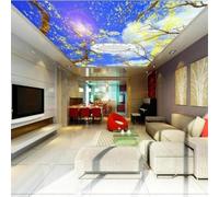 XLMING Blue Sky White Clouds Yellow Leaves Trees 3D Wallpaper Silky Texture Home Study Office Grey Dining Room Sofa Bedroom Living Room TV Backdrop-430cm×300cm