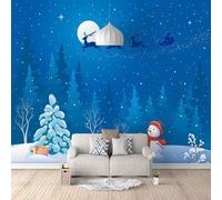 XLMING Blue Starry Sky Moon Forest Deer 3D Wallpaper Luxury Home Dining Decor Paste Sofa Living Room The Wall for Bedroom Mural-150cm×105cm