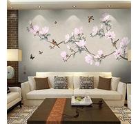 XLMING Branches Magnolia Flowers Animals Birds in Flight Butterflies 3D Wallpaper Luxury Home Dining Decor Paste Sofa Living Room The Wall for Bedroom Mural-350cm×256cm
