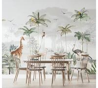 XLMING Cartoon Animals Palm Trees Tropical Jungle 3D Wallpaper Luxury Home Dining Decor Paste Sofa Living Room The Wall for Bedroom Mural-430cm×300cm