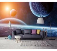 XLMING Cartoon Blue Starry Sky Universe Planets 3D Wallpaper Premium Textured Silk Study Dining Living Room Bedroom Sofa TV Wall Easy Install-430cm×300cm