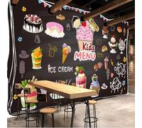 XLMING Cartoon Chalkboard Hand Painted Dessert Chalkboard Cake Shop 3D Wallpaper Luxury Silk Study Dining Feature Sofa Grey Bedroom Living Room Tv Decorative Wall-150cm×105cm