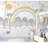 XLMING Cartoon Colourful Stars Rainbow Clouds 3D Wallpaper Luxury Home Dining Decor Paste Sofa Living Room The Wall for Bedroom Mural-250cm×170cm