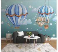 XLMING Cartoon Creative Hot Air Balloon Starry Sky Stars 3D Wallpaper Silky Texture Home Study Office Grey Dining Room Sofa Bedroom Living Room TV Backdrop-250cm×170cm