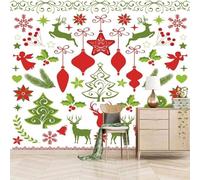 XLMING Cartoon Elk Green Leaves Trees Flowers 3D Wallpaper Silky Texture Home Study Office Grey Dining Room Sofa Bedroom Living Room TV Backdrop-200cm×140cm