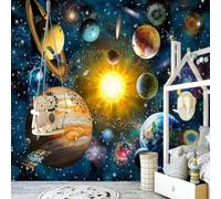 XLMING Cartoon Fantasy Space Universe Planets Galaxy 3D Wallpaper Premium Textured Silk Study Dining Living Room Bedroom Sofa TV Wall Easy Install-250cm×170cm