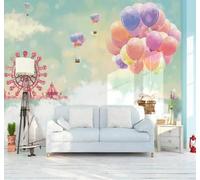 XLMING Cartoon Ferris Wheel Hot Air Balloon Sky Castle 3D Wallpaper Premium Textured Silk Study Dining Living Room Bedroom Sofa TV Wall Easy Install-400cm×280cm