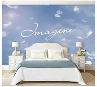 XLMING Cartoon Fresh Blue Sky White Clouds Feathers 3D Wallpaper Luxury Home Dining Decor Paste Sofa Living Room The Wall for Bedroom Mural-200cm×140cm