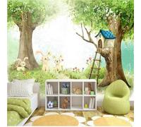 XLMING Cartoon Fresh Forest Rabbit Treehouse Ladder 3D Wallpaper Premium Textured Silk Study Dining Living Room Bedroom Sofa TV Wall Easy Install-200cm×140cm