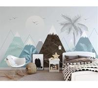 XLMING Cartoon Geometric Mountain Peaks Trees Moon 3D Wallpaper Luxury Home Dining Decor Paste Sofa Living Room The Wall for Bedroom Mural-430cm×300cm