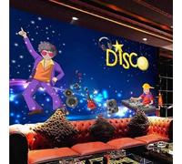 XLMING Cartoon Guitar Headphones Characters Music Fresh 3D Wallpaper Premium Textured Silk Study Dining Living Room Bedroom Sofa TV Wall Easy Install-430cm×300cm
