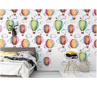 XLMING Cartoon Hand Drawn Clouds Colourful Hot Air Balloons 3D Wallpaper Premium Textured Silk Study Dining Living Room Bedroom Sofa TV Wall Easy Install-200cm×140cm