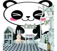 XLMING Cartoon Hand Drawn Simple Animal Panda 3D Wallpaper Premium Textured Silk Study Dining Living Room Bedroom Sofa TV Wall Easy Install-300cm×210cm