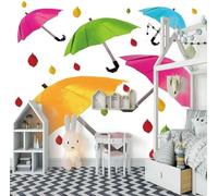 XLMING Cartoon Leaves Umbrella 3D Wallpaper Textured Silk Easy Install Living Room Sofa Bedroom Dining Room Home Decoration Wall-430cm×300cm
