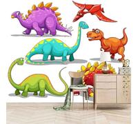 XLMING Cartoon Multicolour Animal Dinosaur Creative 3D Wallpaper Premium Textured Silk Study Dining Living Room Bedroom Sofa TV Wall Easy Install-300cm×210cm