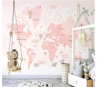 XLMING Cartoon Pink Ocean Hot Air Balloon World Map 3D Wallpaper Luxury Home Dining Decor Paste Sofa Living Room The Wall for Bedroom Mural-150cm×105cm