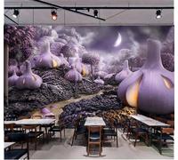 XLMING Cartoon Purple Fruit Vegetables Moon Landscape 3D Wallpaper Luxury Home Dining Decor Paste Sofa Living Room The Wall for Bedroom Mural-150cm×105cm