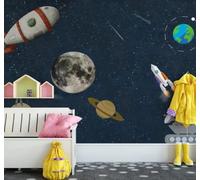 XLMING Cartoon Space Universe Planets Rockets 3D Wallpaper Luxury Home Dining Decor Paste Sofa Living Room The Wall for Bedroom Mural-300cm×210cm