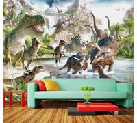 XLMING Cartoon Three Dimensional Dinosaurs Landscapes Scenery 3D Wallpaper Luxury Home Dining Decor Paste Sofa Living Room The Wall for Bedroom Mural-200cm×140cm