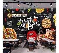 XLMING Chalkboard Creative Food Pizza Art 3D Wallpaper Luxury Home Dining Decor Paste Sofa Living Room The Wall for Bedroom Mural-250cm×170cm