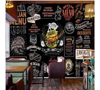 XLMING Chalkboard Hand Drawn Food Pizza Hamburger 3D Wallpaper Luxury Home Dining Decor Paste Sofa Living Room The Wall for Bedroom Mural-300cm×210cm
