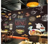 XLMING Chalkboard Hand Drawn Hamburger Cake Dessert 3D Wallpaper Luxury Home Dining Decor Paste Sofa Living Room The Wall for Bedroom Mural-250cm×170cm