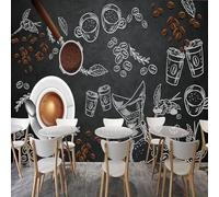 XLMING Chalkboard Hand Drawn Plants Coffee Coffee Beans 3D Wallpaper Luxury Silk Study Dining Feature Sofa Grey Bedroom Living Room Tv Decorative Wall-200cm×140cm