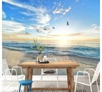 XLMING Coast Landscape Sunset Sea Beach 3D Wallpaper Luxury Home Dining Decor Paste Sofa Living Room The Wall for Bedroom Mural-300cm×210cm