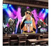 XLMING Colourful Graffiti Dynamic Trendy Music Street Dance 3D Wallpaper Premium Textured Silk Study Dining Living Room Bedroom Sofa TV Wall Easy Install-400cm×280cm